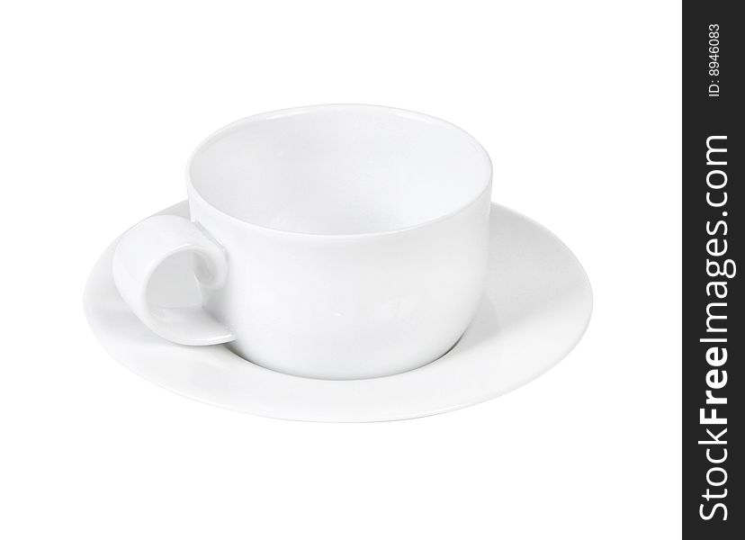 White ceramic teacup isolated on white. With clipping path.