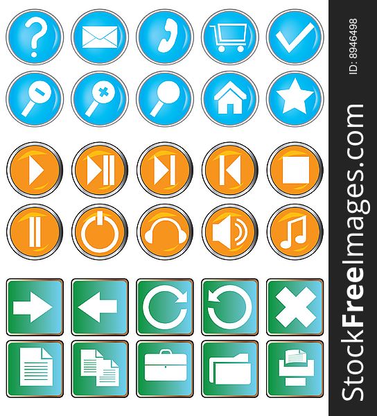 A set of buttons with symbols. Vector illustration