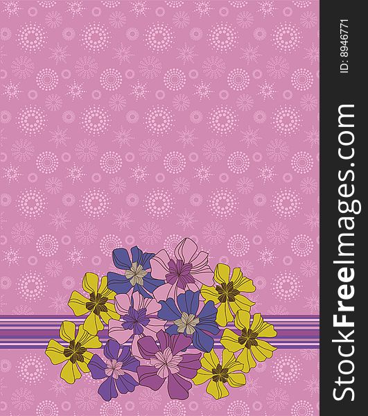 Styled flowers on pink seamless pattern. Styled flowers on pink seamless pattern
