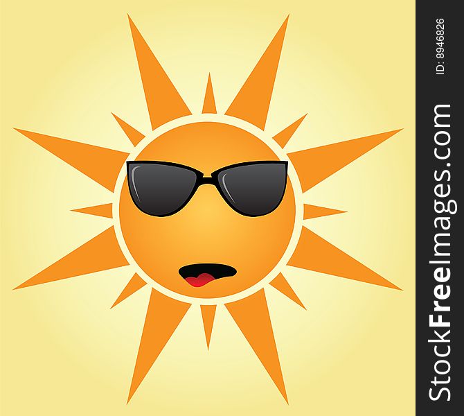 Vector illustration of sun with sunglasses