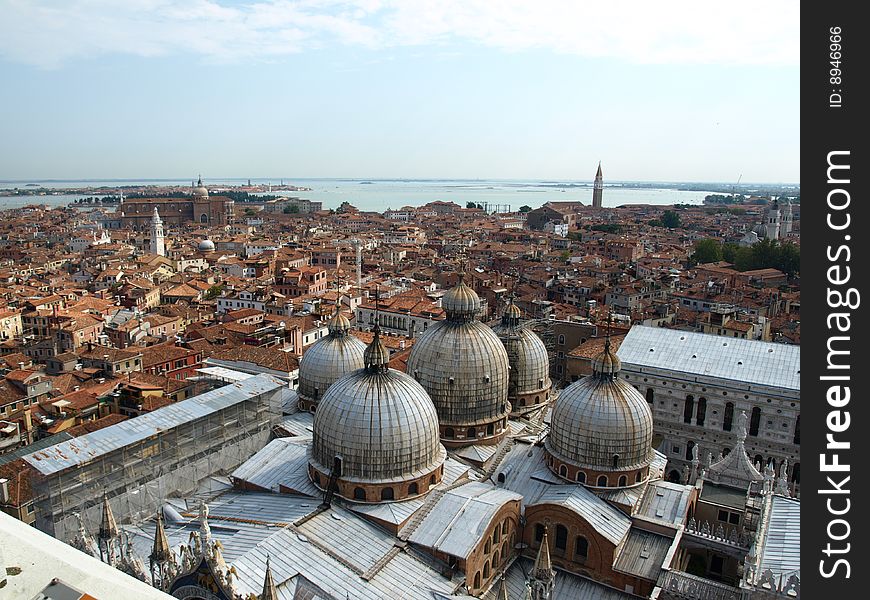 Venice panorama from the tower, very interesting lighting