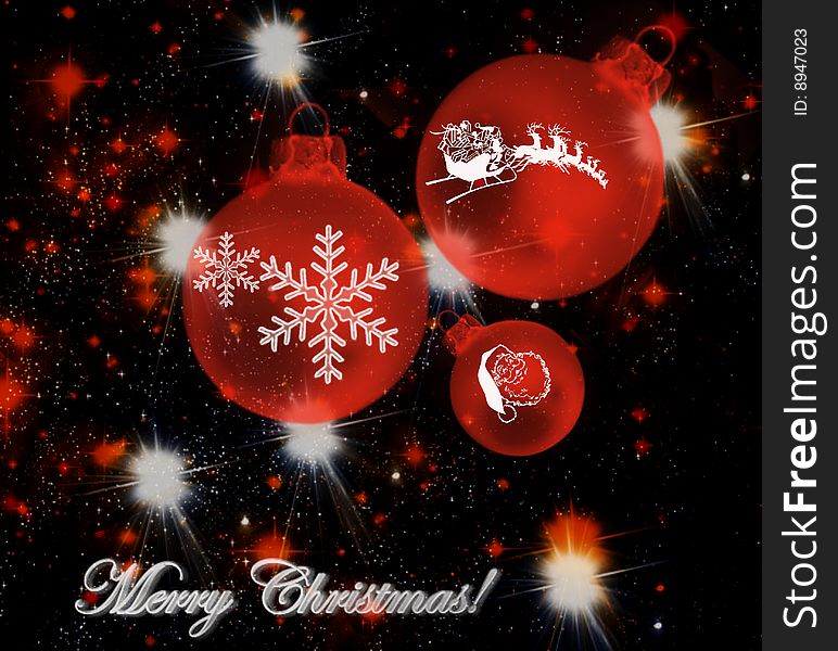 Merry Christmas design of ornaments on black