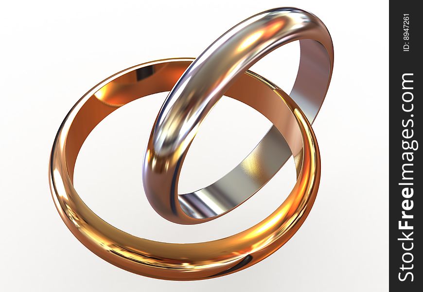 Three-dimensional graphic image. Wedding rings. 3d
