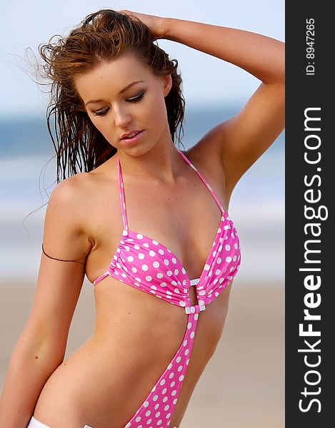 Beautiful bikini girl on beach