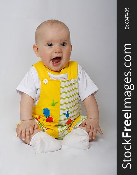 Little girl on white background