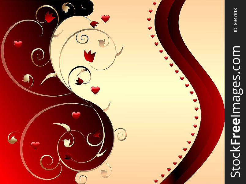 Abstract floral design background with hearts