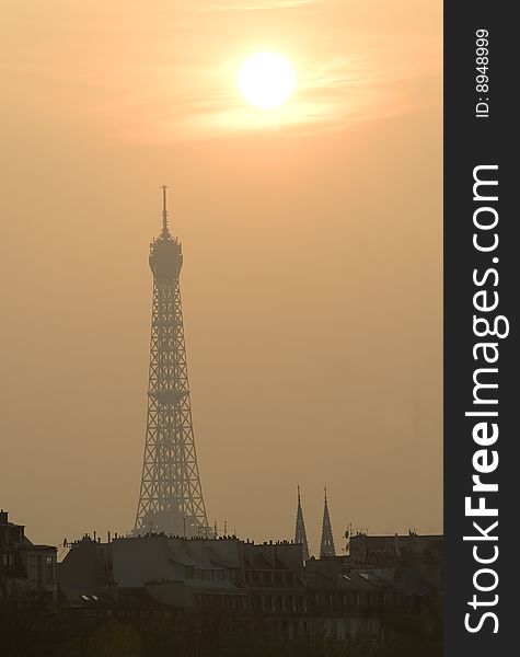 Eiffel tower at sunset, Paris, France