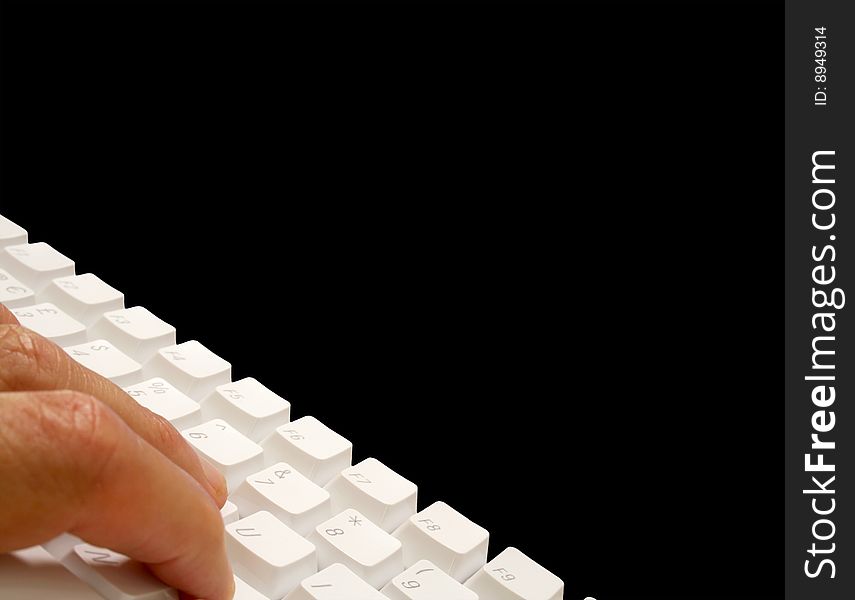 Close-up of male fingers using computer keyboard