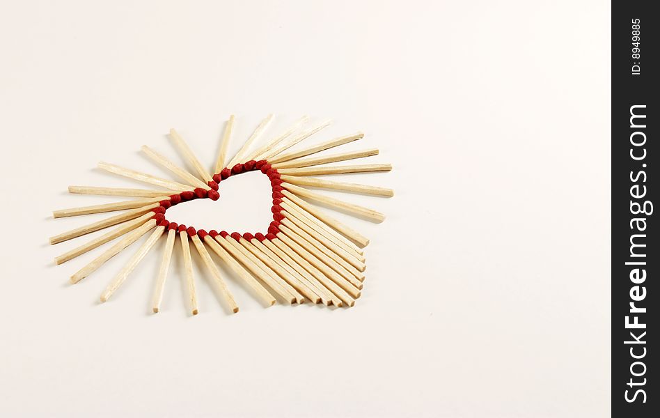 Concept of heart shape with matches. Concept of heart shape with matches