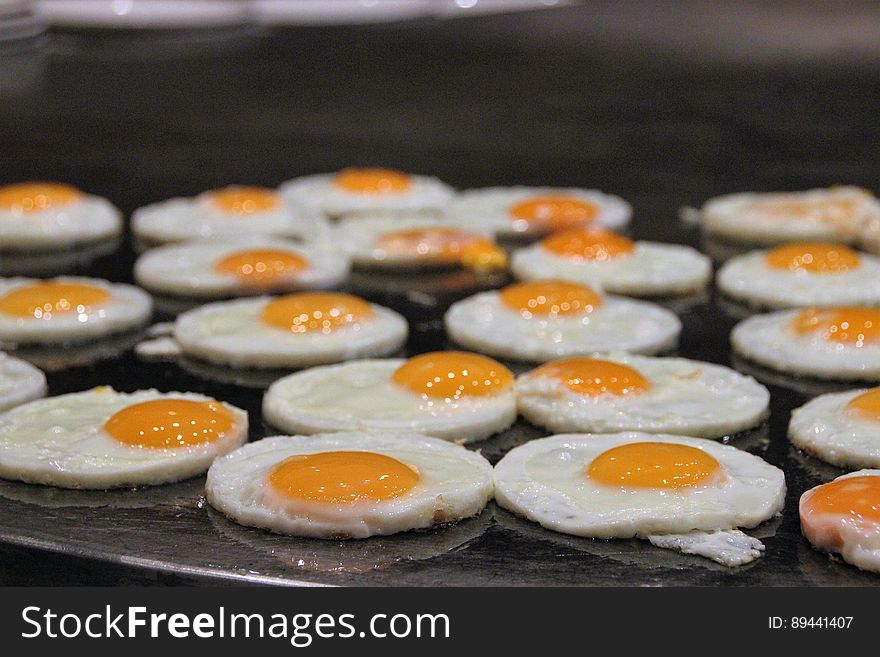 Fried Eggs On Griddle