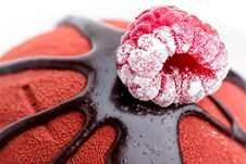 Chocolate Cake With Raspberry Topping Stock Photo