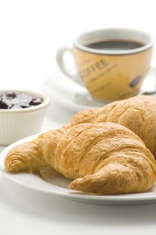 Continental Breakfast Of Coffee And Croissants Royalty Free Stock Photo Continental Breakfast Of Coffee And Croissants Royalty Free Stock Photo