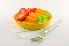 Fruit Tart With Fork On Napkin Royalty Free Stock Photography