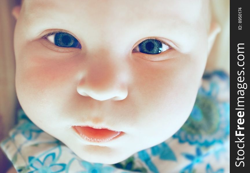 Close up portrait of cute baby