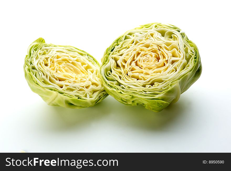 Green cabbage on white background