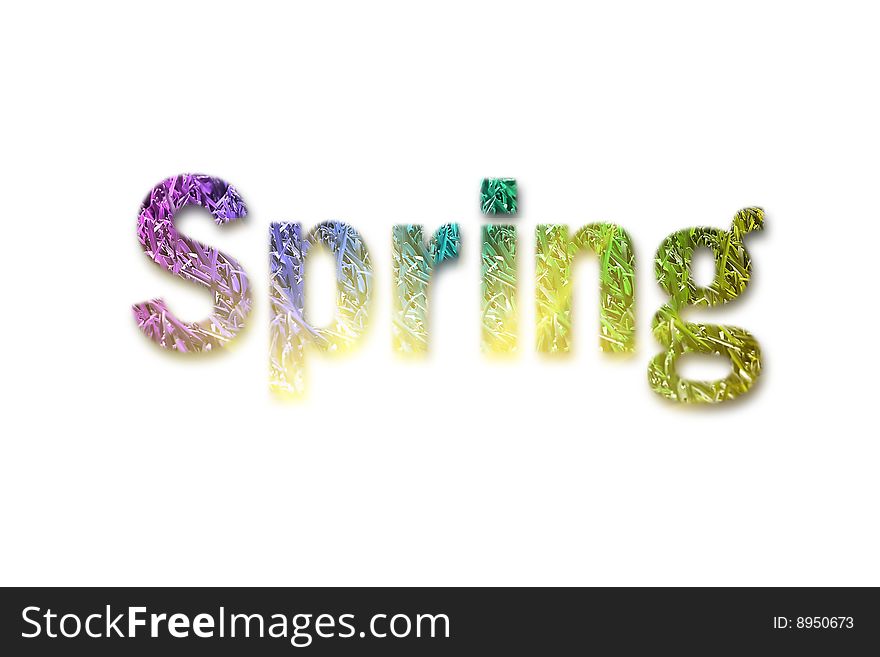Spring text made of grass with white background. Spring text made of grass with white background