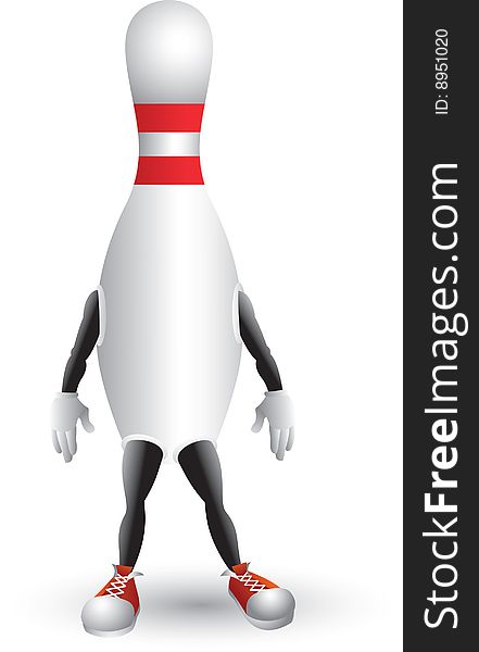 Picture of a bowling pin cartoon character. Picture of a bowling pin cartoon character