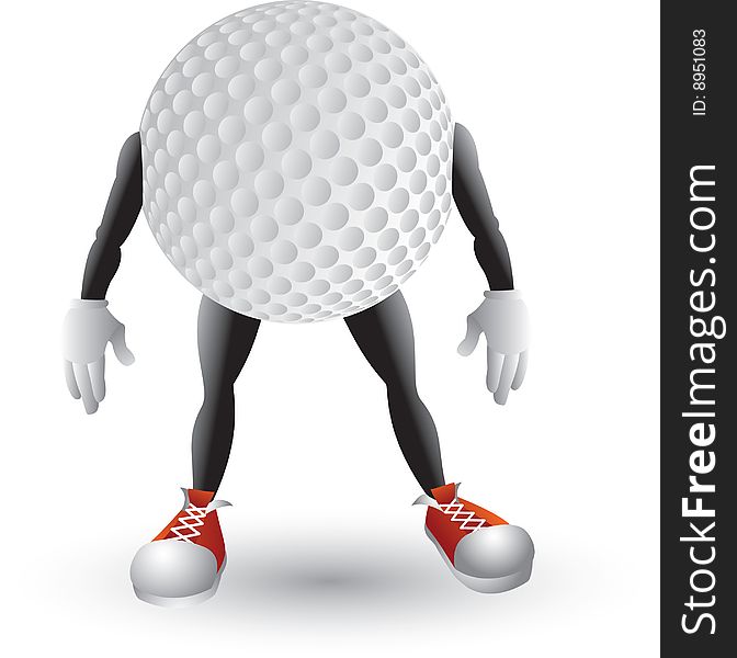 Cartoon character of a golf ball. Cartoon character of a golf ball.