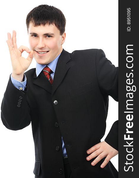 Business theme: friendly businessman in a work process. Business theme: friendly businessman in a work process.