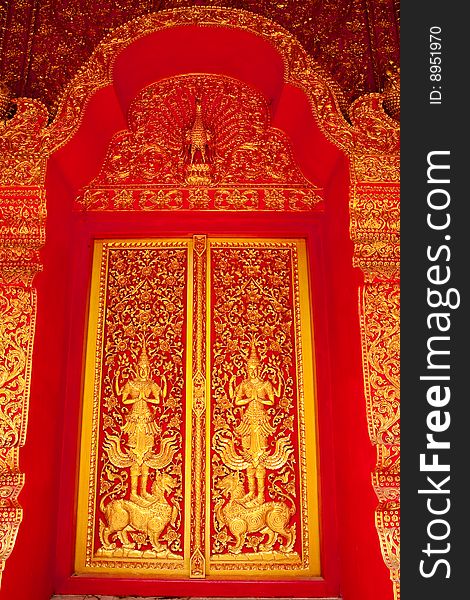 Traditional Thai art church door