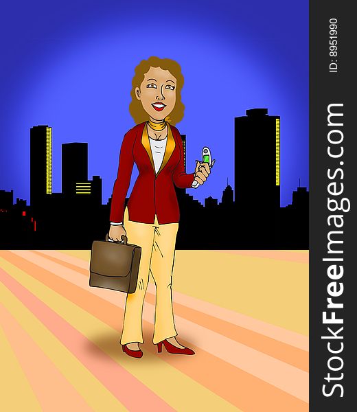 Business woman in city background