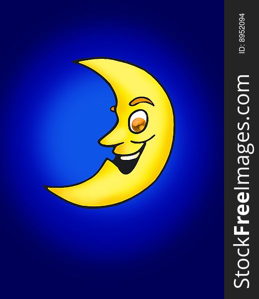 Pretty big moon with face smilling in the sky