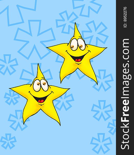 Illustration of yellow Smiling twin Star