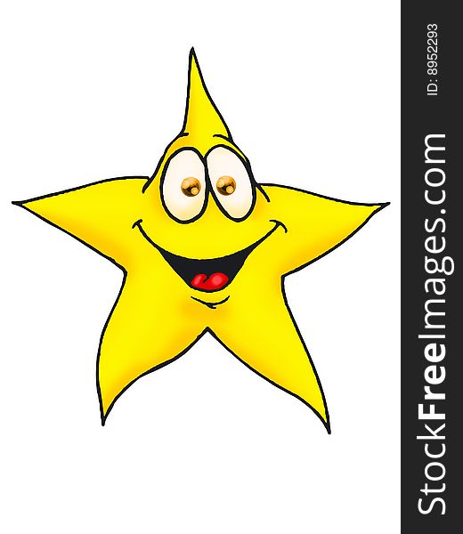 Illustration of yellow Smiling Star isolated