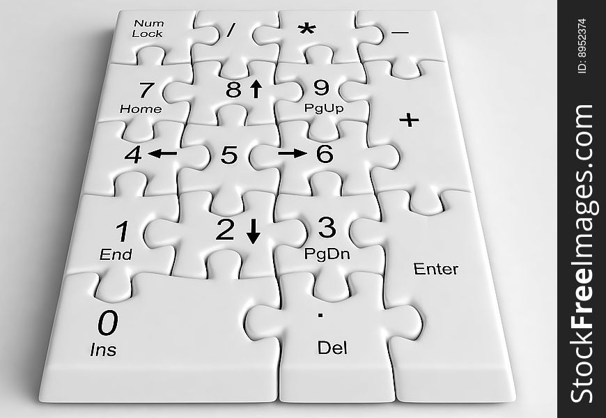 White computers number keypad puzzle