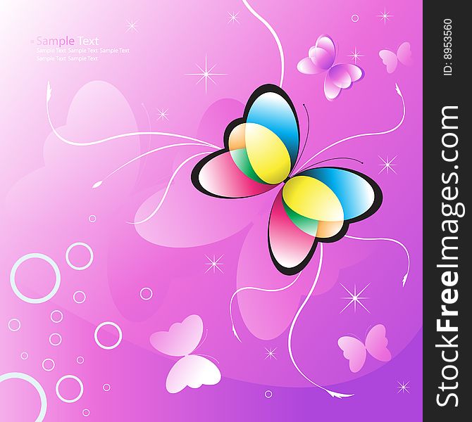 Vector butterfly design in pink background. Vector butterfly design in pink background