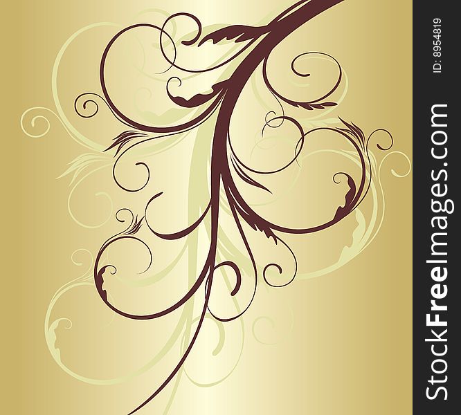 Golden floral background for design (vector)