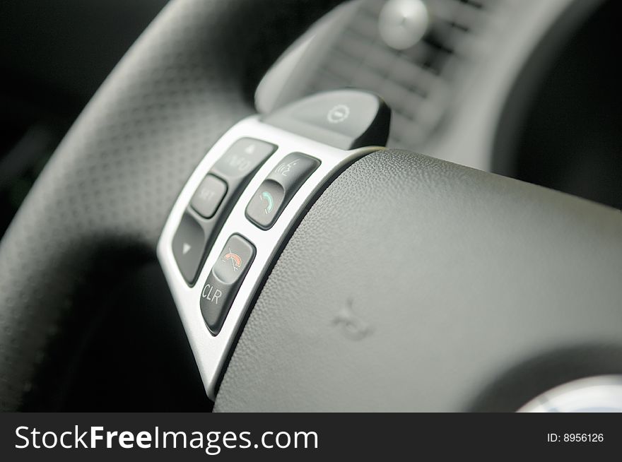 Buttons of inclusion and phone deenergizing on a steering wheel. Buttons of inclusion and phone deenergizing on a steering wheel.