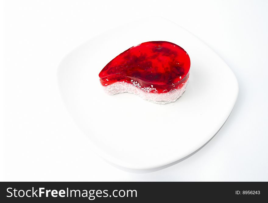 The beauty red cake isolated on white background