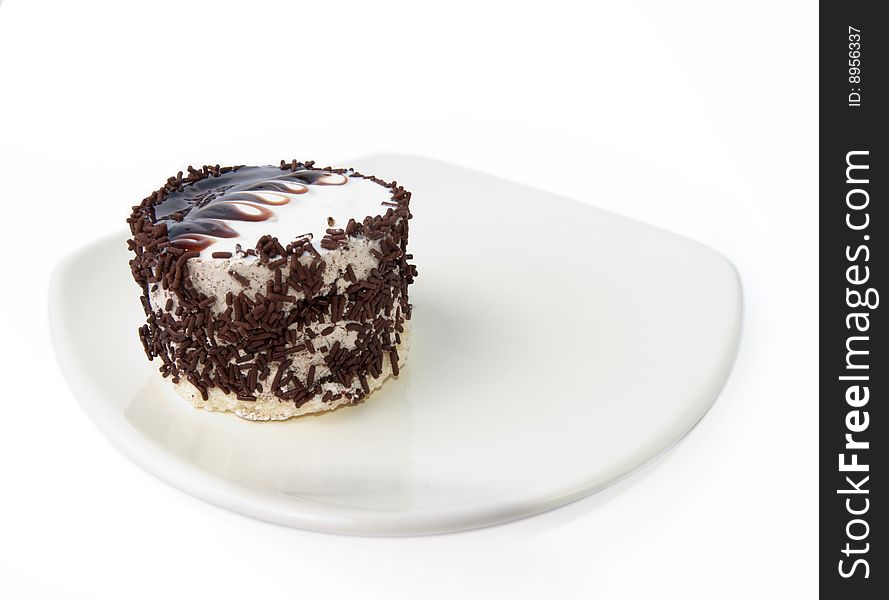 The beauty chocolatecake isolated on white background. The beauty chocolatecake isolated on white background
