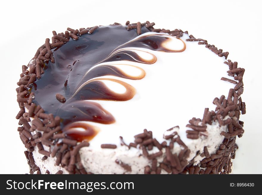 The beauty chocolatecake isolated on white background. The beauty chocolatecake isolated on white background