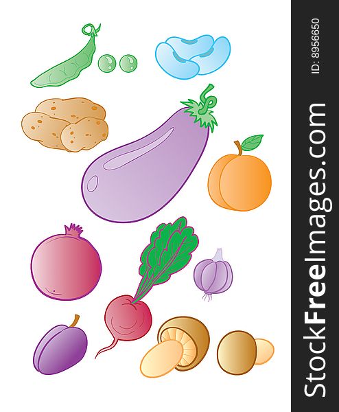 Set from different vegetables and fruit