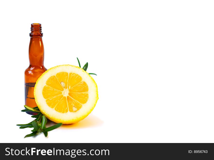 Aromatic oils with lemon and rosemary. Aromatic oils with lemon and rosemary