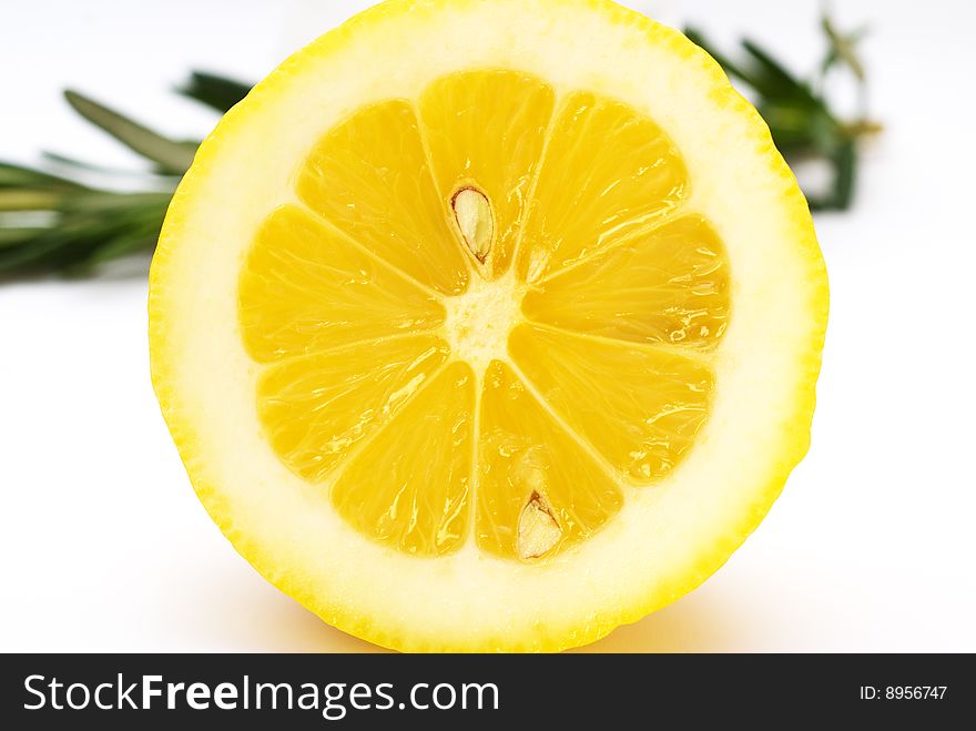 Close-up lemon on a white background. Close-up lemon on a white background