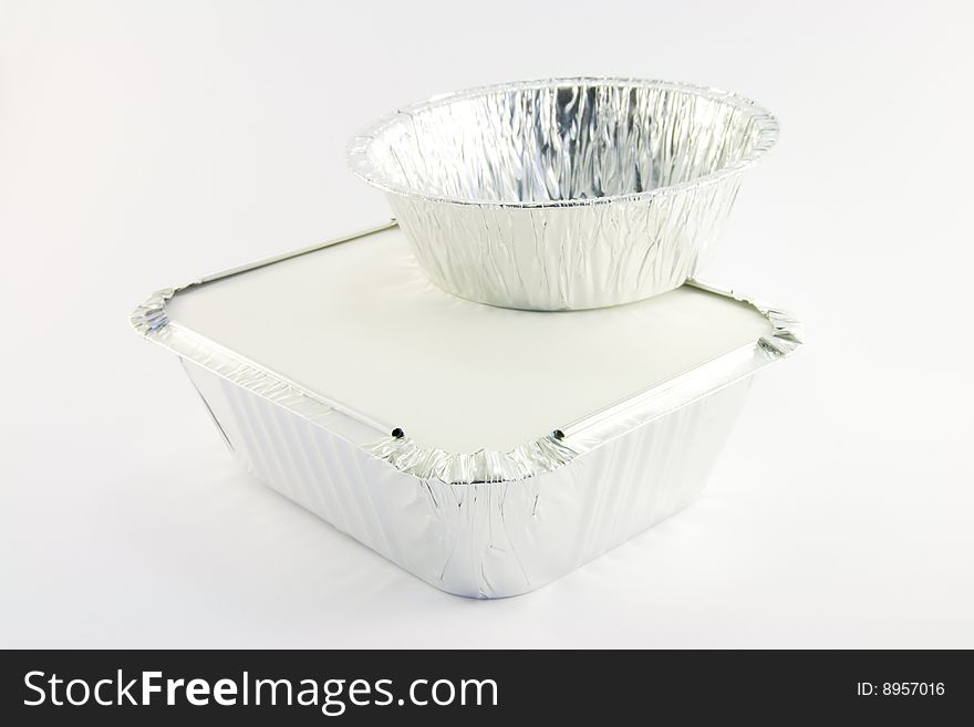 One square and One round catering trays on a white background. One square and One round catering trays on a white background