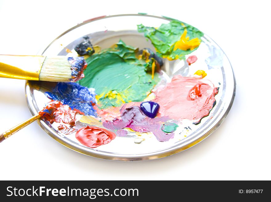 Items to paint on a platter, on a white background. Items to paint on a platter, on a white background