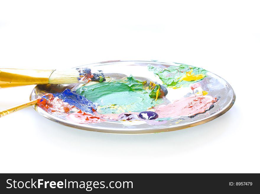 Items to paint on a platter, on a white background. Items to paint on a platter, on a white background