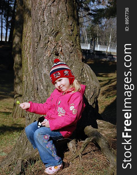 Little Girl With Green Lollipop