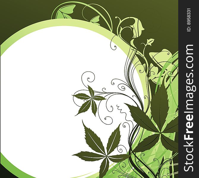 Green plants against the stylised white sun. Green plants against the stylised white sun