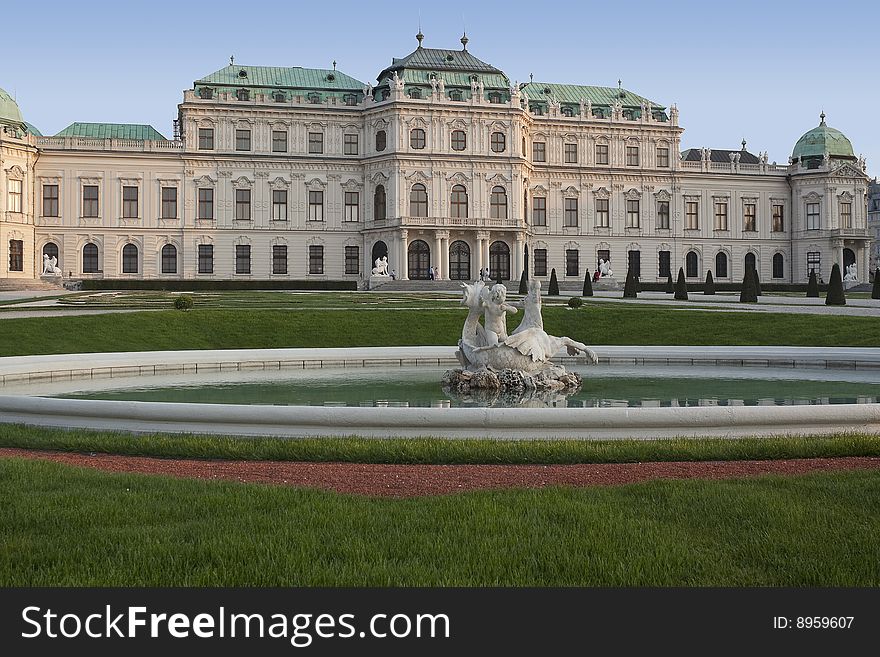 Castke Belvedere in Vienna, architecture in baroque from the time prince Eugen. Castke Belvedere in Vienna, architecture in baroque from the time prince Eugen