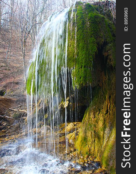 Waterfall in spring season in Crimea