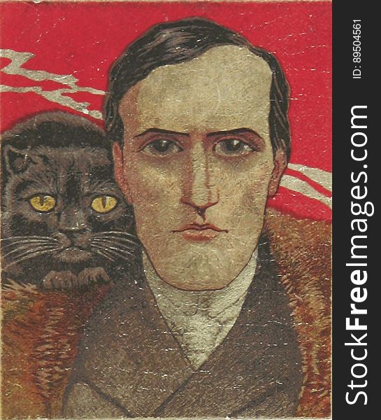 A quick up-res and Photoshopping of a public domain illustration. It&#x27;s from the book &#x22;Doctor Nikola, etc&#x22;. The intention was to make it more like a portrait of the famous author H.P. Lovecraft -- who, incidentally, loved cats. This is CC0, so feel free to work on it further, and/or re-paint it with the aid of photo-references for Lovecraft&#x27;s face, etc. A quick up-res and Photoshopping of a public domain illustration. It&#x27;s from the book &#x22;Doctor Nikola, etc&#x22;. The intention was to make it more like a portrait of the famous author H.P. Lovecraft -- who, incidentally, loved cats. This is CC0, so feel free to work on it further, and/or re-paint it with the aid of photo-references for Lovecraft&#x27;s face, etc.