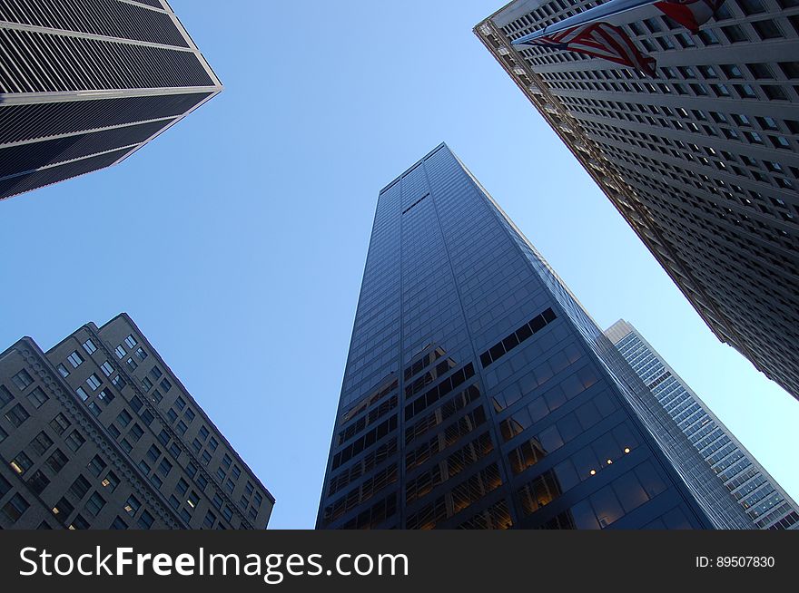 Skyscrapers against blue skies