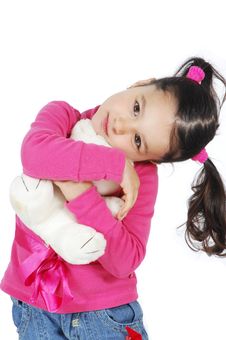 Little Girl Hugging A Teddy Bear Royalty Free Stock Photo Little Girl Hugging A Teddy Bear Royalty Free Stock Photo