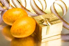 Easter Eggs With Gift Box Royalty Free Stock Photo Easter Eggs With Gift Box Royalty Free Stock Photo