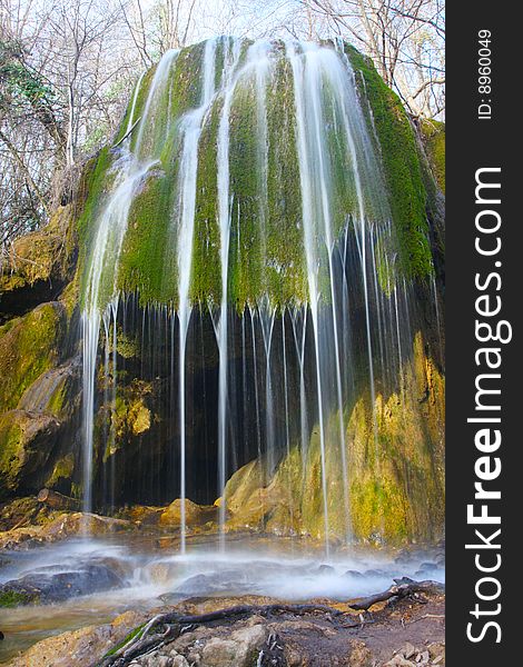 Waterfall in spring season in Crimea